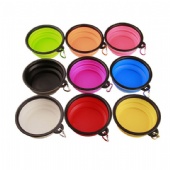 Food-grade collapsible silicone pet bowl with carabiner